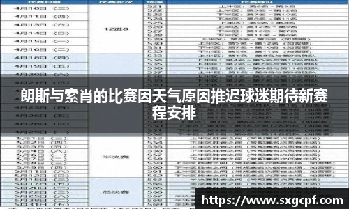 朗斯与索肖的比赛因天气原因推迟球迷期待新赛程安排